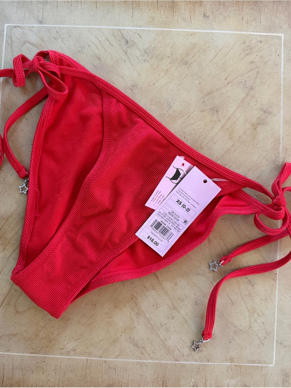 Wild Fable Red Ribbed Tie-Side Bikini Bottom